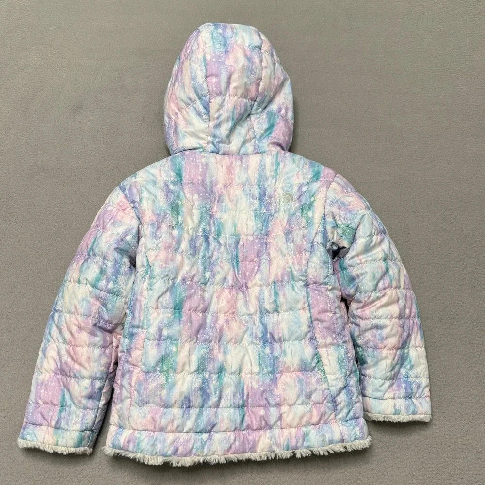 The North Face Jacket Girls 3T Mossbud Reversible Tie Dye Faux Fur Fleece Hooded